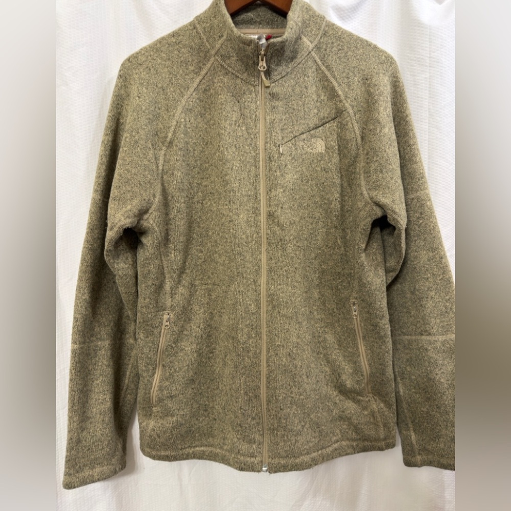 The North Face Men's Tsillan‎ Full Zip Olive Green Fleece Jacket Sz M EUC